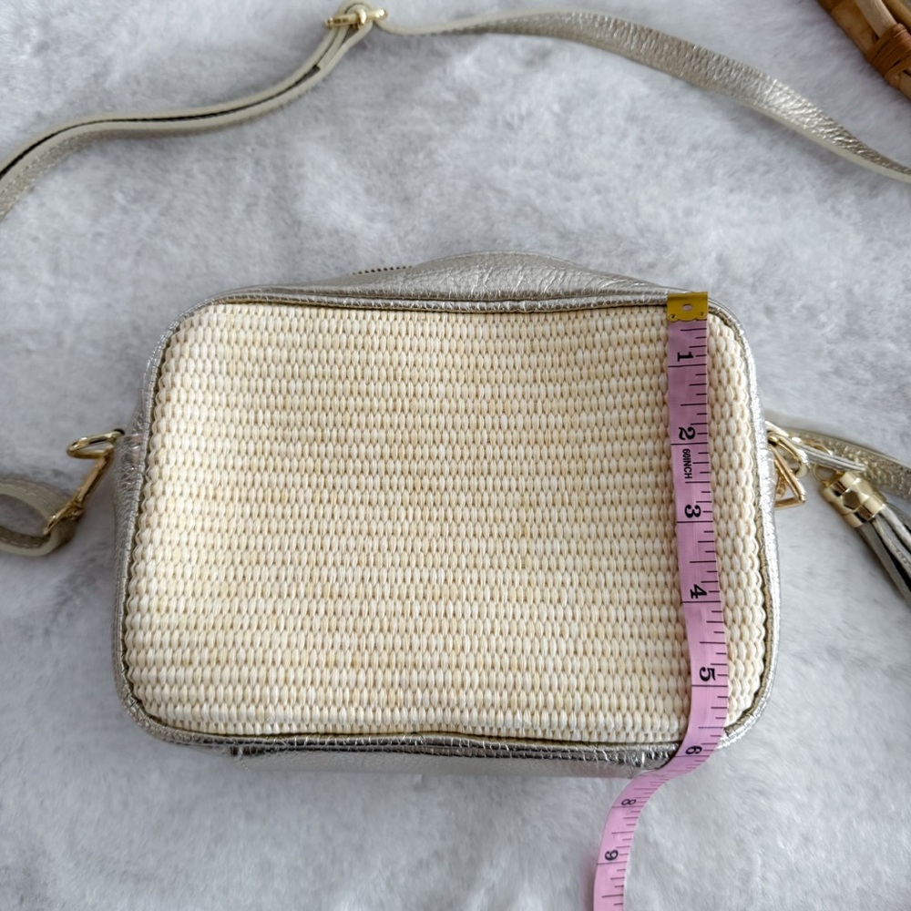 Gold & Natural Woven Crossbody Bag with Tassel - Picture 13 of 14